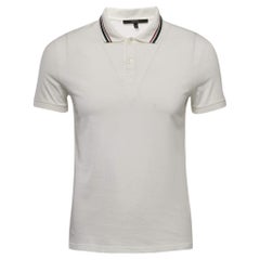 Gucci Weiß Baumwolle Web Stripe Detailliertes Polo T-Shirt S