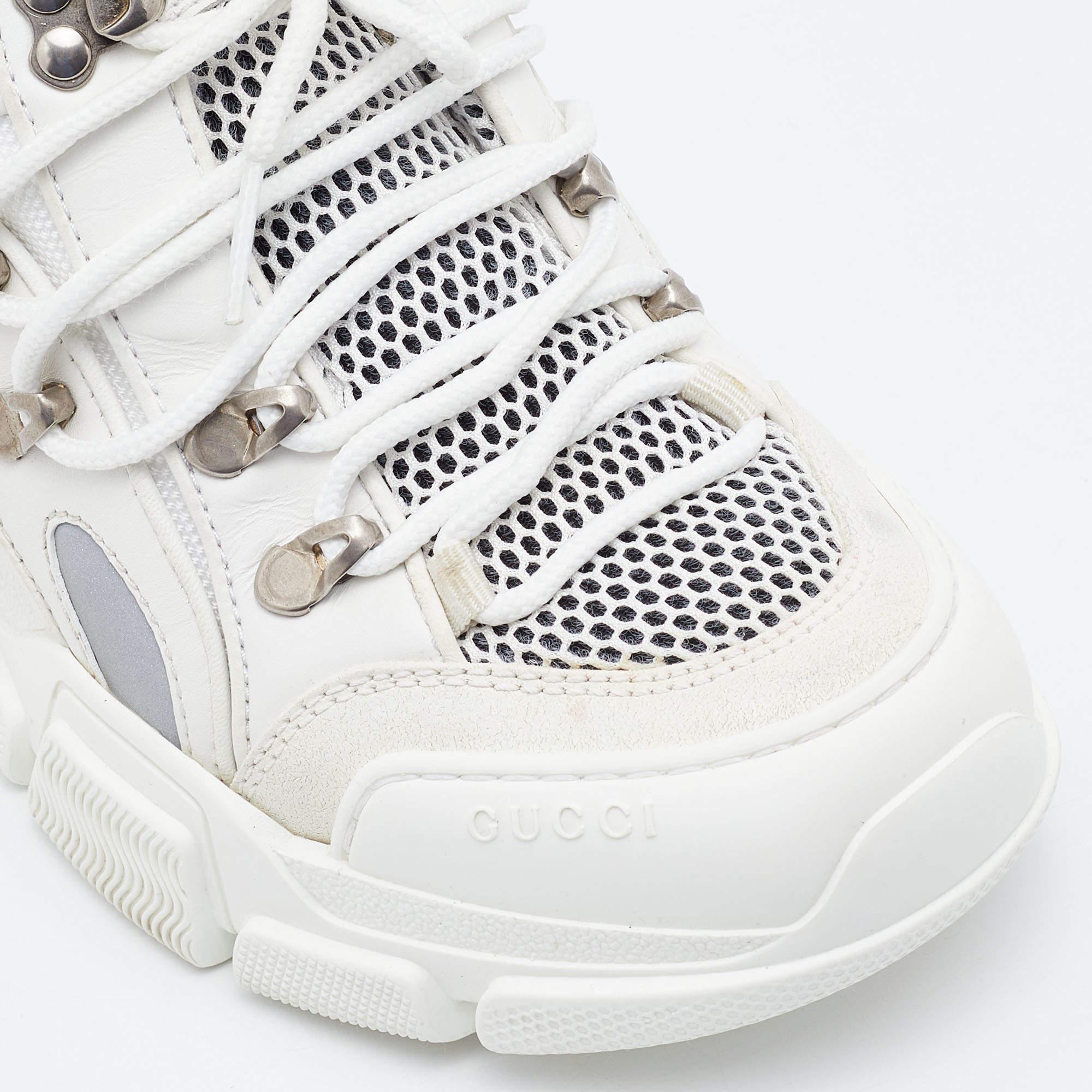 Gucci White/Cream Mesh and Leather Flashtrek Sneakers Size 37 3