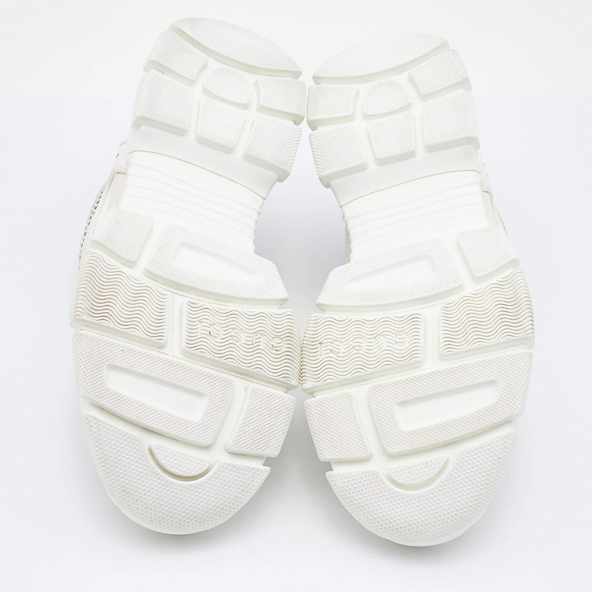 Gucci White/Cream Mesh and Leather Flashtrek Sneakers Size 37 5