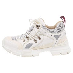 Gucci White/Cream Mesh And Leather Flashtrek Sneakers Size 41