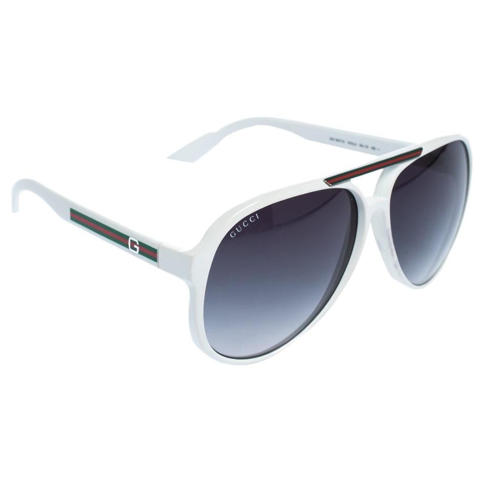 gucci white aviator sunglasses