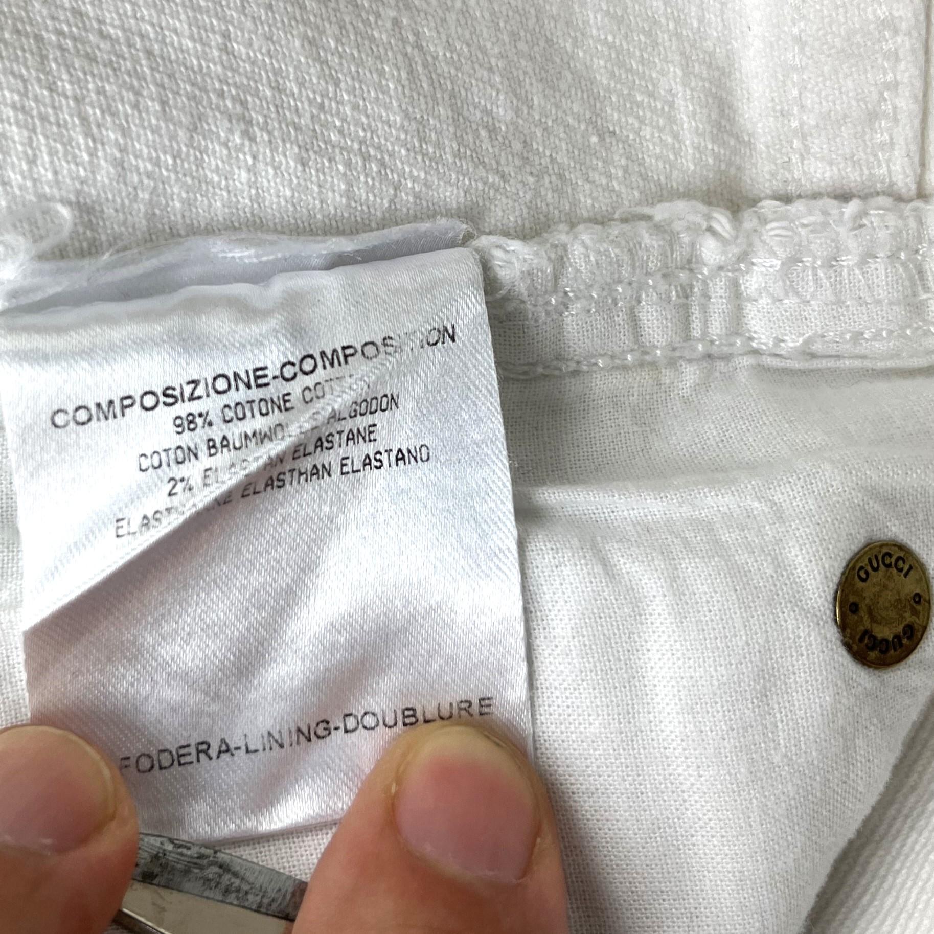 GUCCI - White Denim Low-Waist Hot Pants Embroidered with Anchor  Size 2US 34EU 2