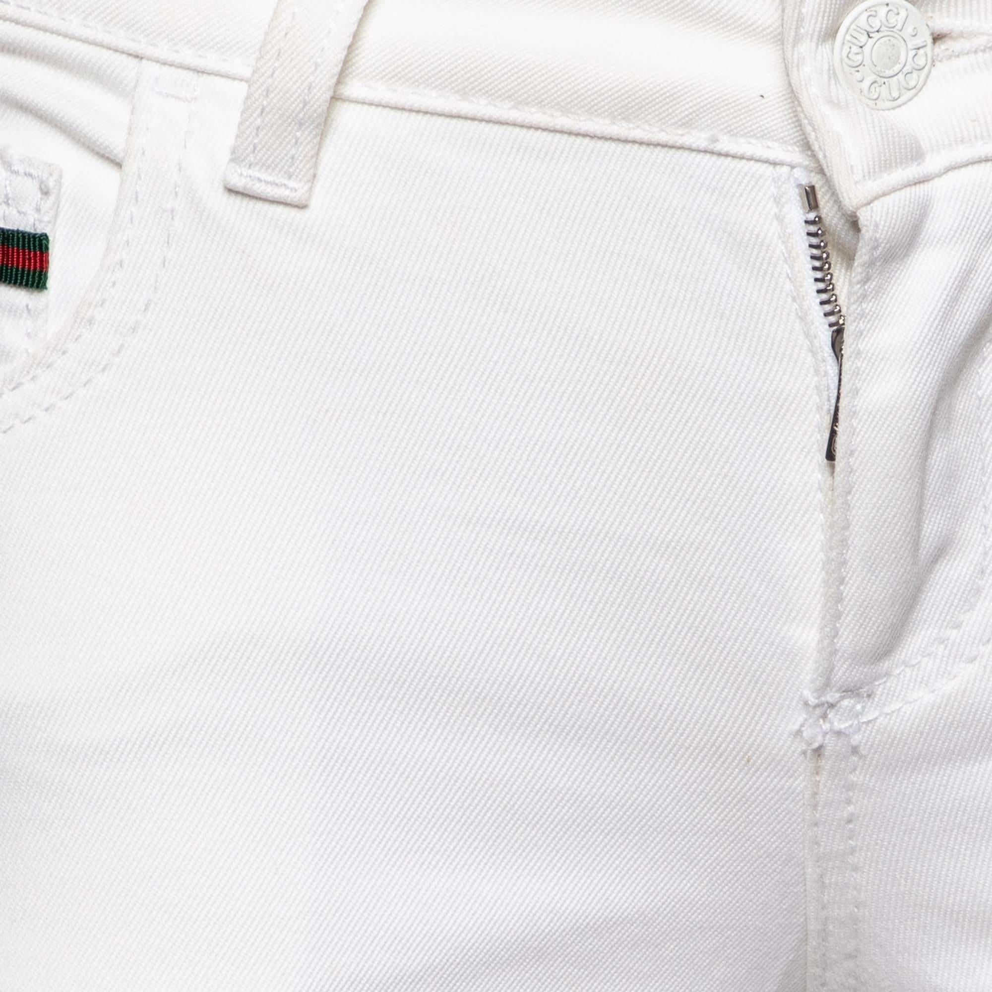 Gray Gucci White Denim Slim Fit Legging Jeans S/Waist 30