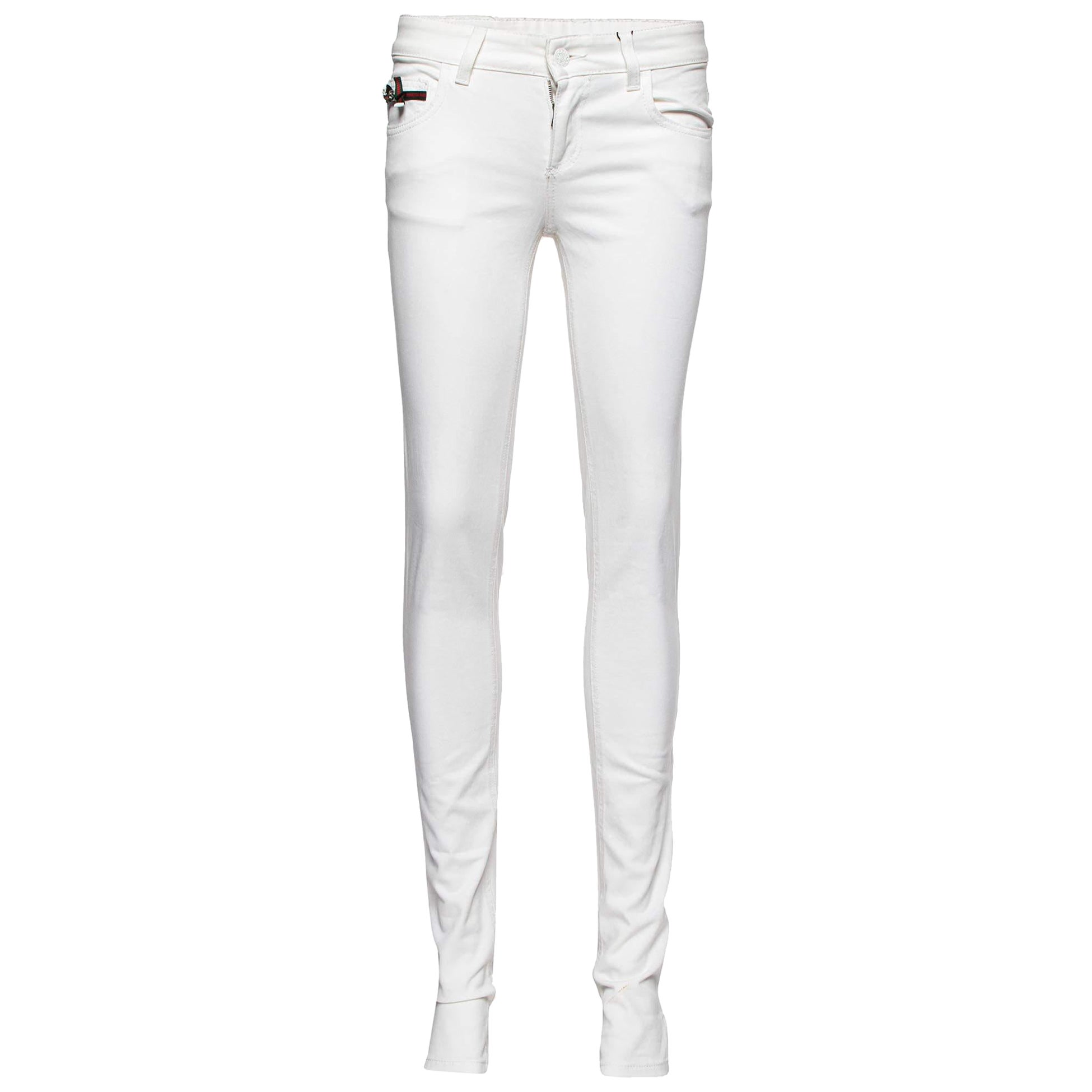 Gucci White Denim Slim Fit Legging Jeans S/Waist 30"