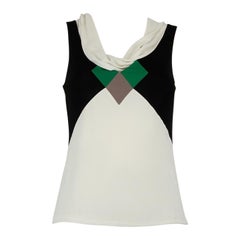 Gucci White Draped Neck Sleeveless Top Size XS