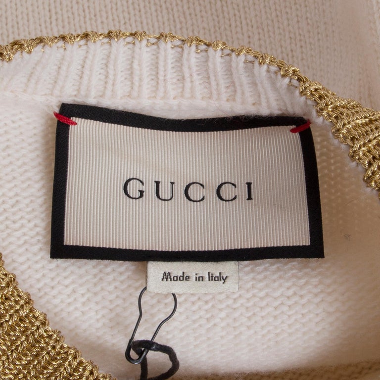 GUCCI white EMBROIDERED L'AVEUGLE PAR AROUR HUMMINGBIRD Sweater S at ...