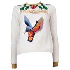 GUCCI weiß EMBROIDERED L'AVEUGLE PAR AROUR HUMMINGBIRD Pullover S