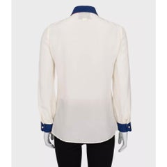 Gucci White Embroidered Straight Blouse - Size M