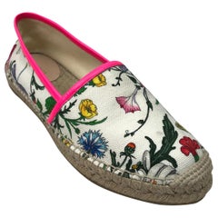Used Gucci White Espadrille w/ floral pattern-38