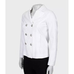 Gucci White Fitted Cotton Jacket Silver Buttons UK 12 L