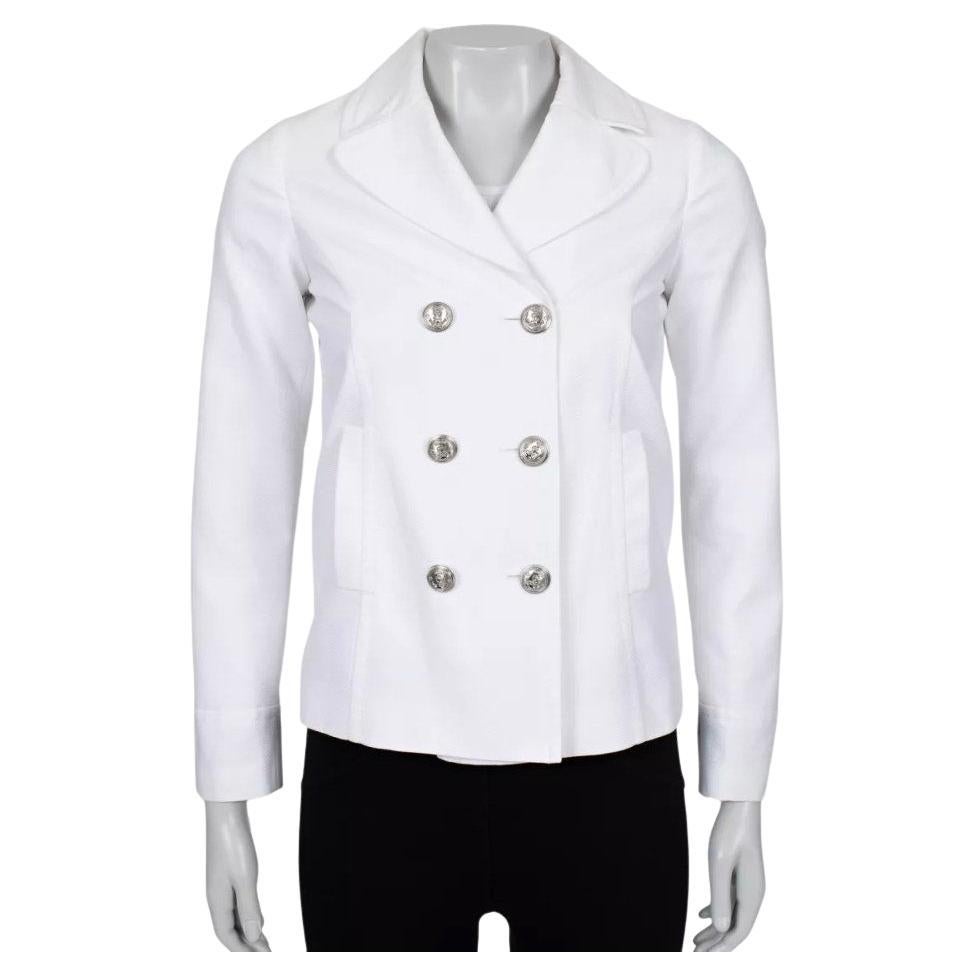 Gucci White Fitted Cotton Jacket Silver Buttons UK 12 L