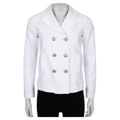 Gucci White Fitted Cotton Jacket Silver Buttons UK 12 L