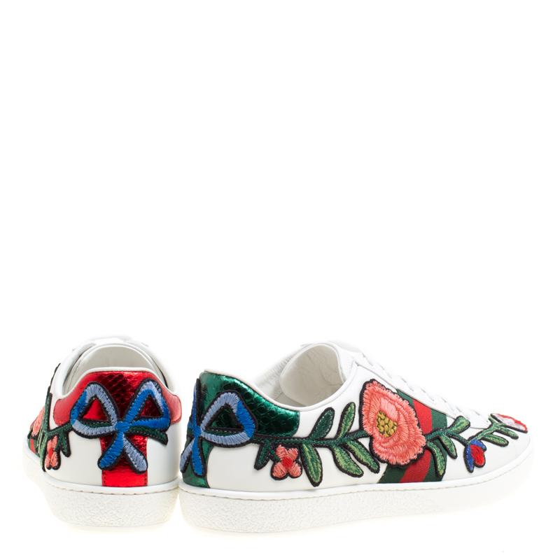 gucci floral embroidered sneakers