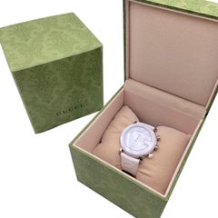 Gucci White G-Chrono Watch 101M Ceramic Bezel Rubber Wrist Strap
