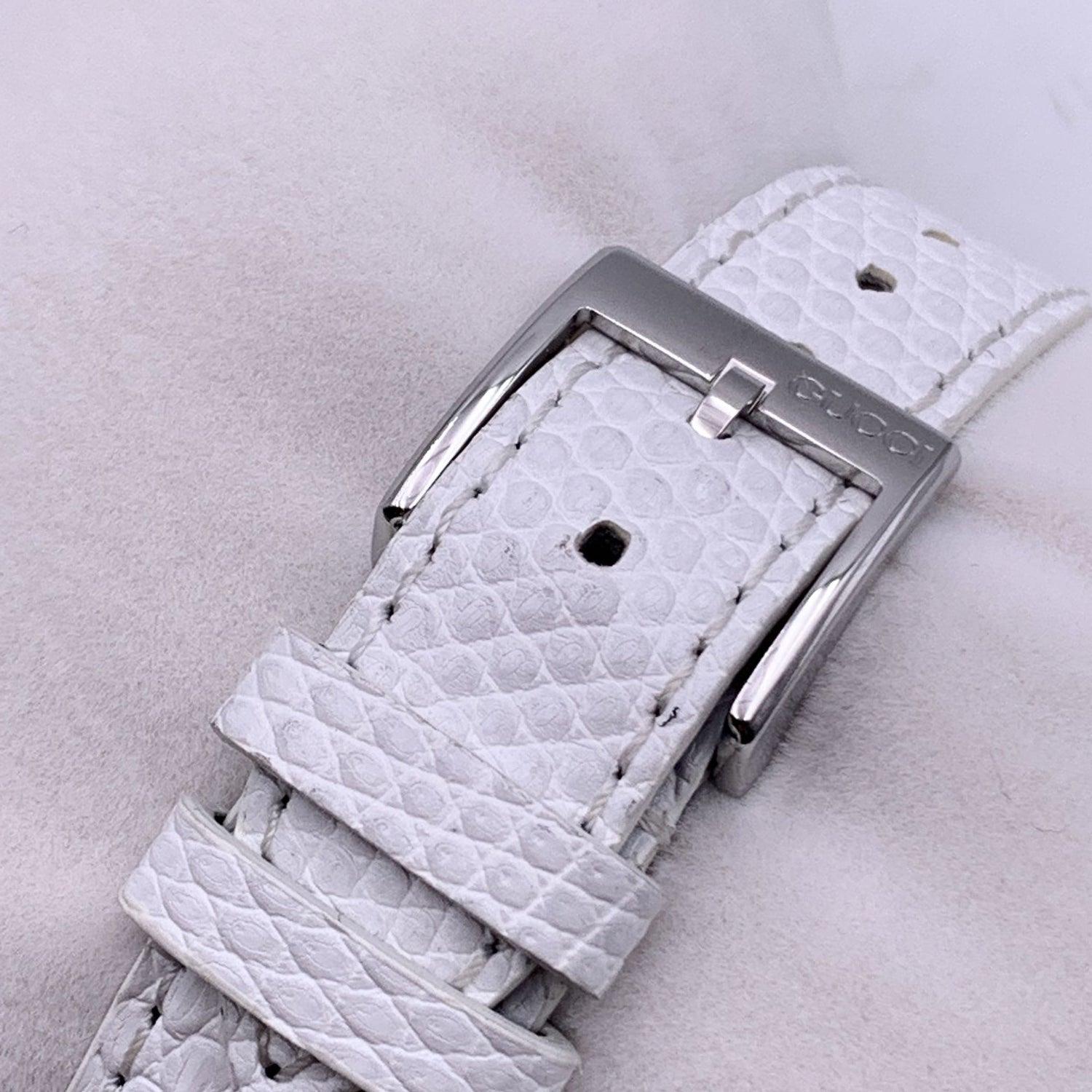 Gucci White G-Timeless Slim Diamond Mother Of Pearl Dial Watch For Sale 3