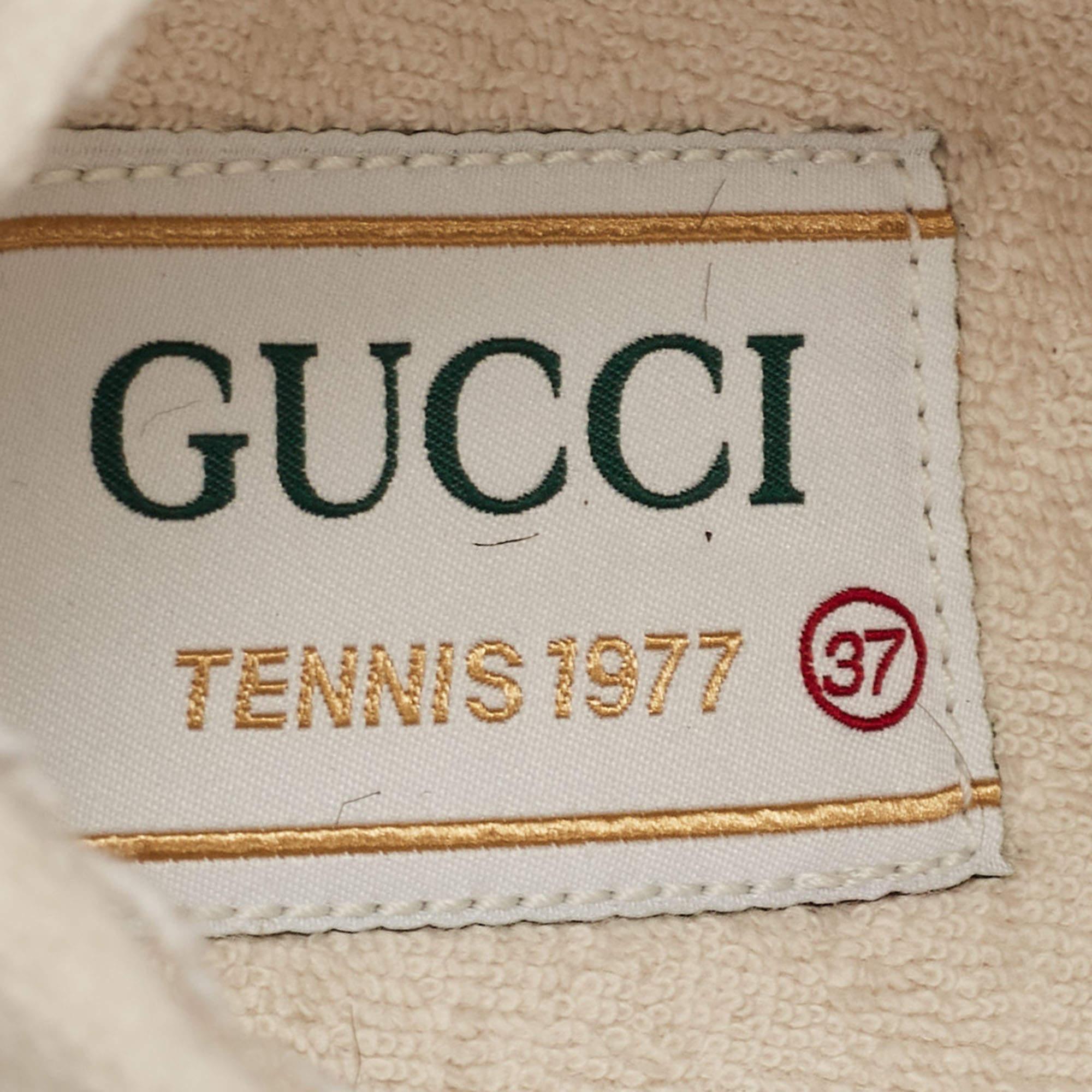 Gucci White GG Canvas Tennis 1977 Platform Sneakers Size 37 For Sale 3