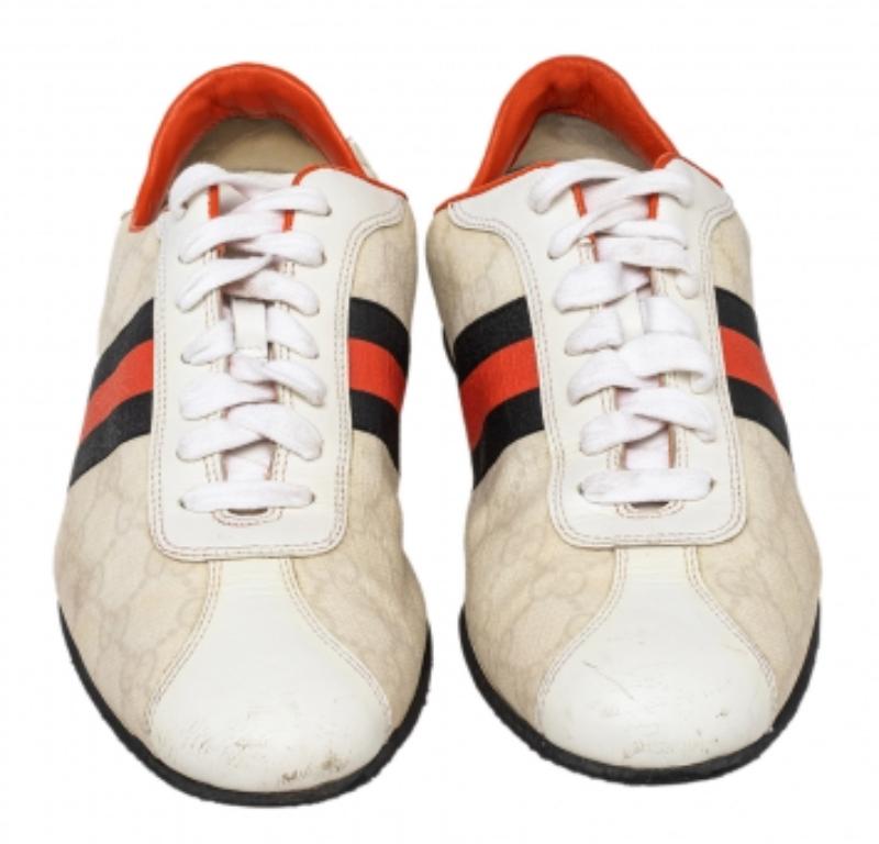 Gucci Weiß GG beschichtetes Segeltuch und Leder Web Low Top Turnschuhe Größe 39,5 3