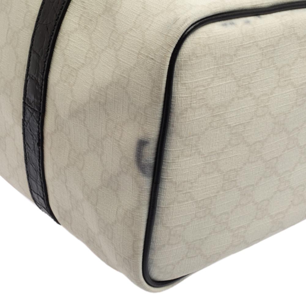 Gucci Joy Boston Tasche, weiß GG beschichtetes Segeltuch mit Blumenapplikation 5
