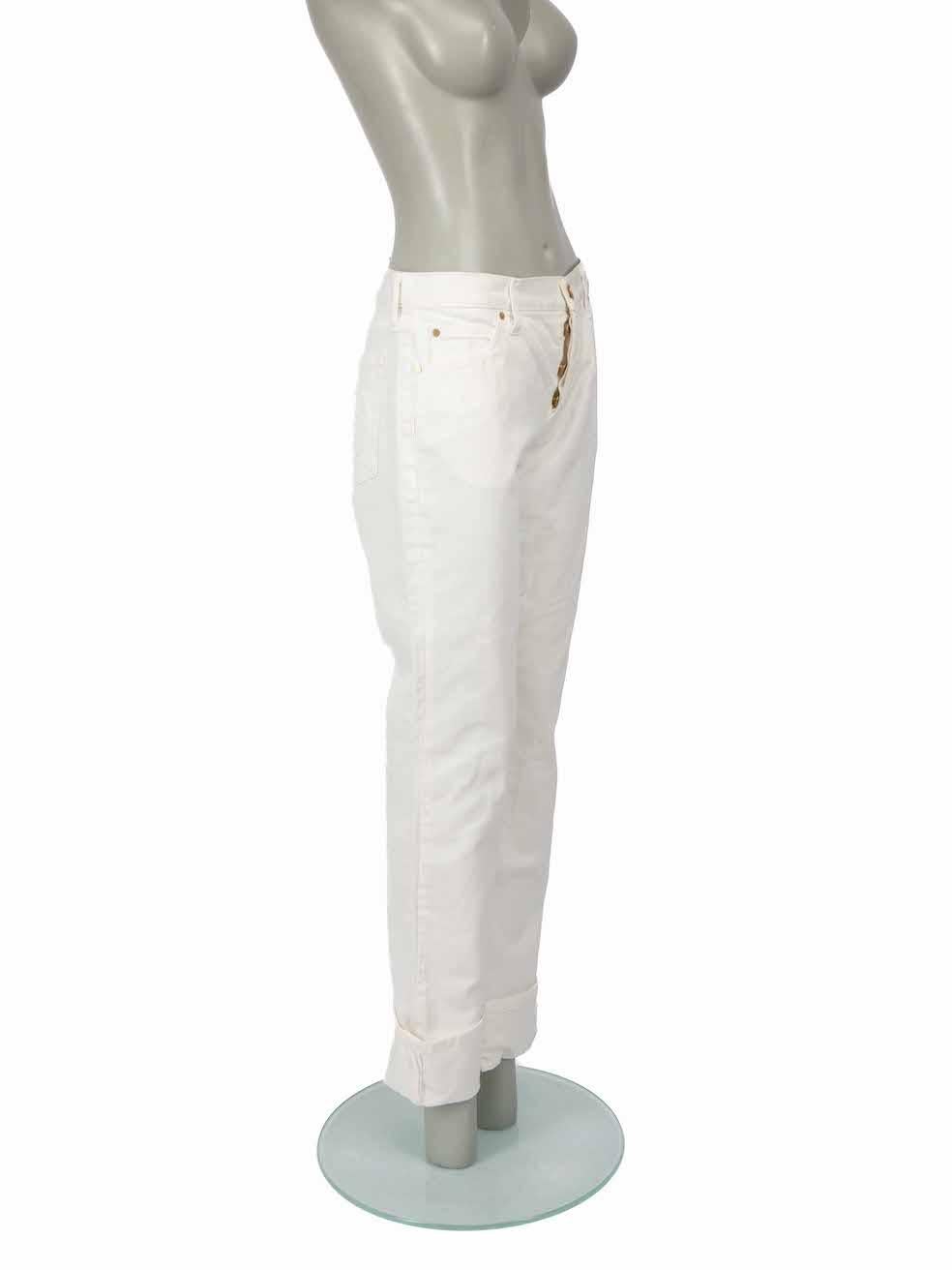 CONDITION is Very good. Minimal wear to jeans is evident. Minimal discoloured mark to front left leg on this used Gucci designer resale item.

Details
White
Cotton denim
Jeans
Straight fit
Mid rise
Button up fastening
3x Front pockets
2x Back