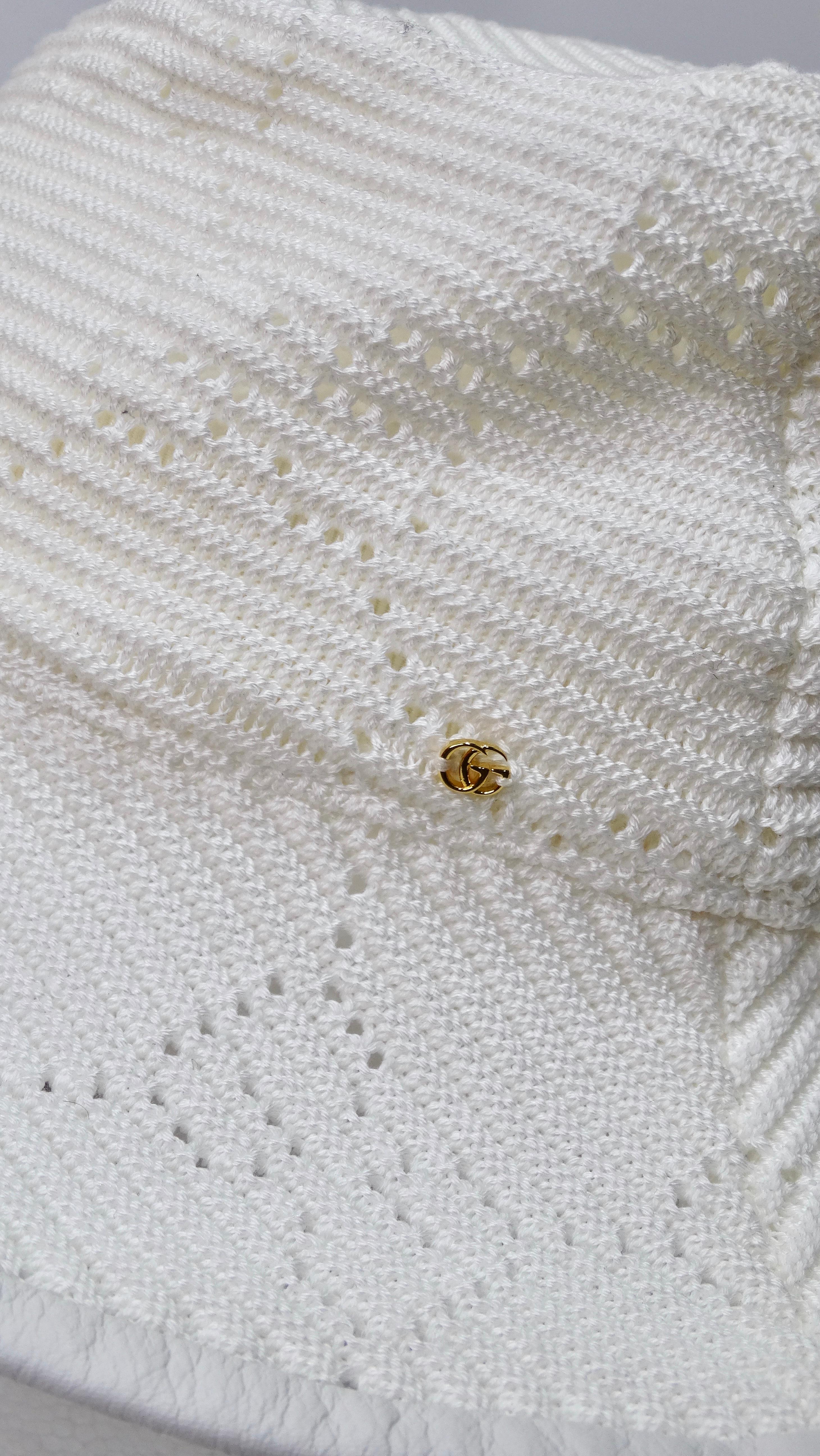 Weißer GG-Strickhut mit Eimerhut von Gucci im Zustand „Hervorragend“ im Angebot in Scottsdale, AZ