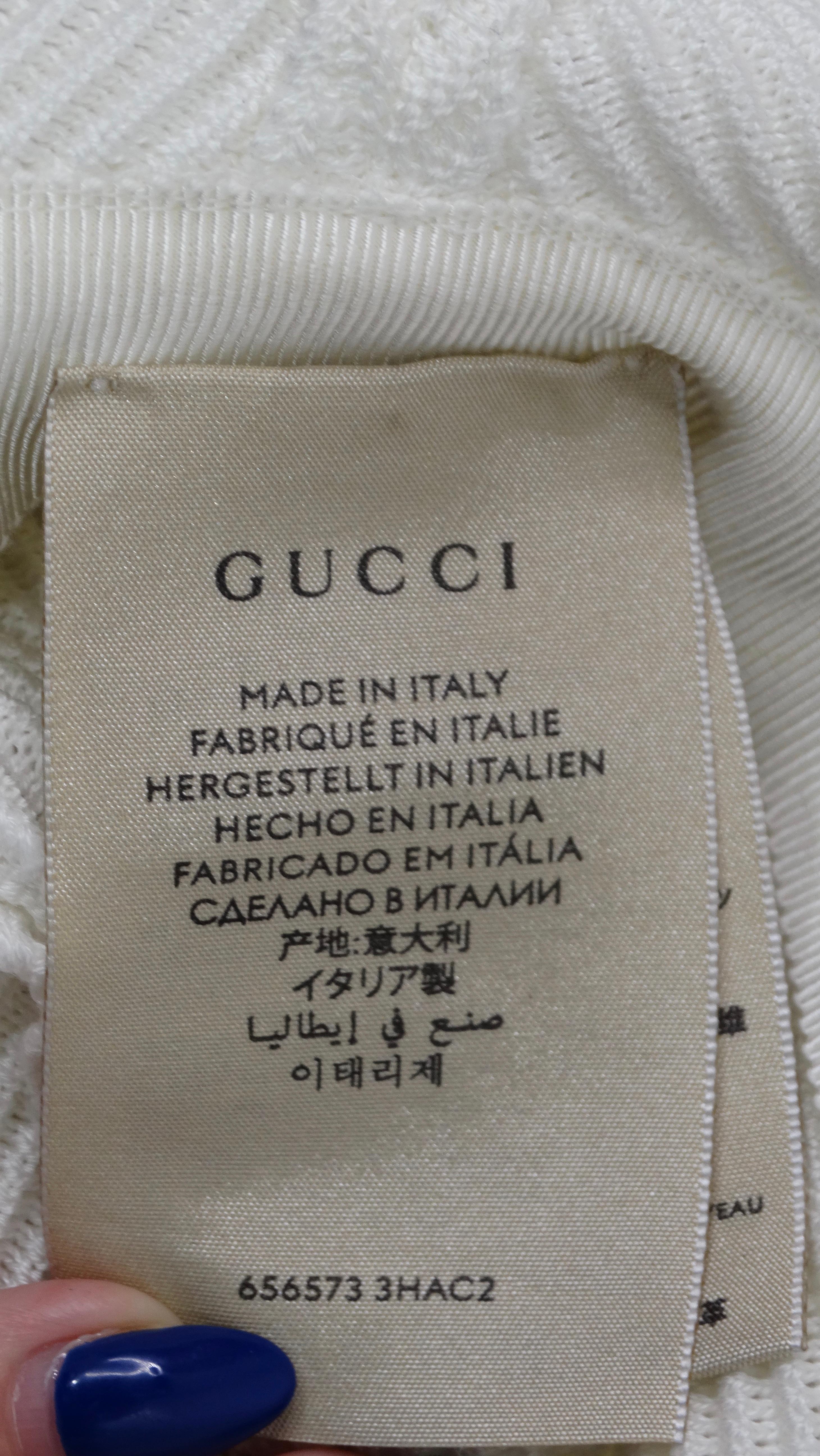Weißer GG-Strickhut mit Eimerhut von Gucci für Damen oder Herren im Angebot