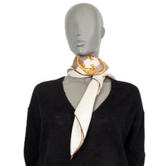 GUCCI white GG MONOGRAM BAMBOO BUCKLE silk Scarf