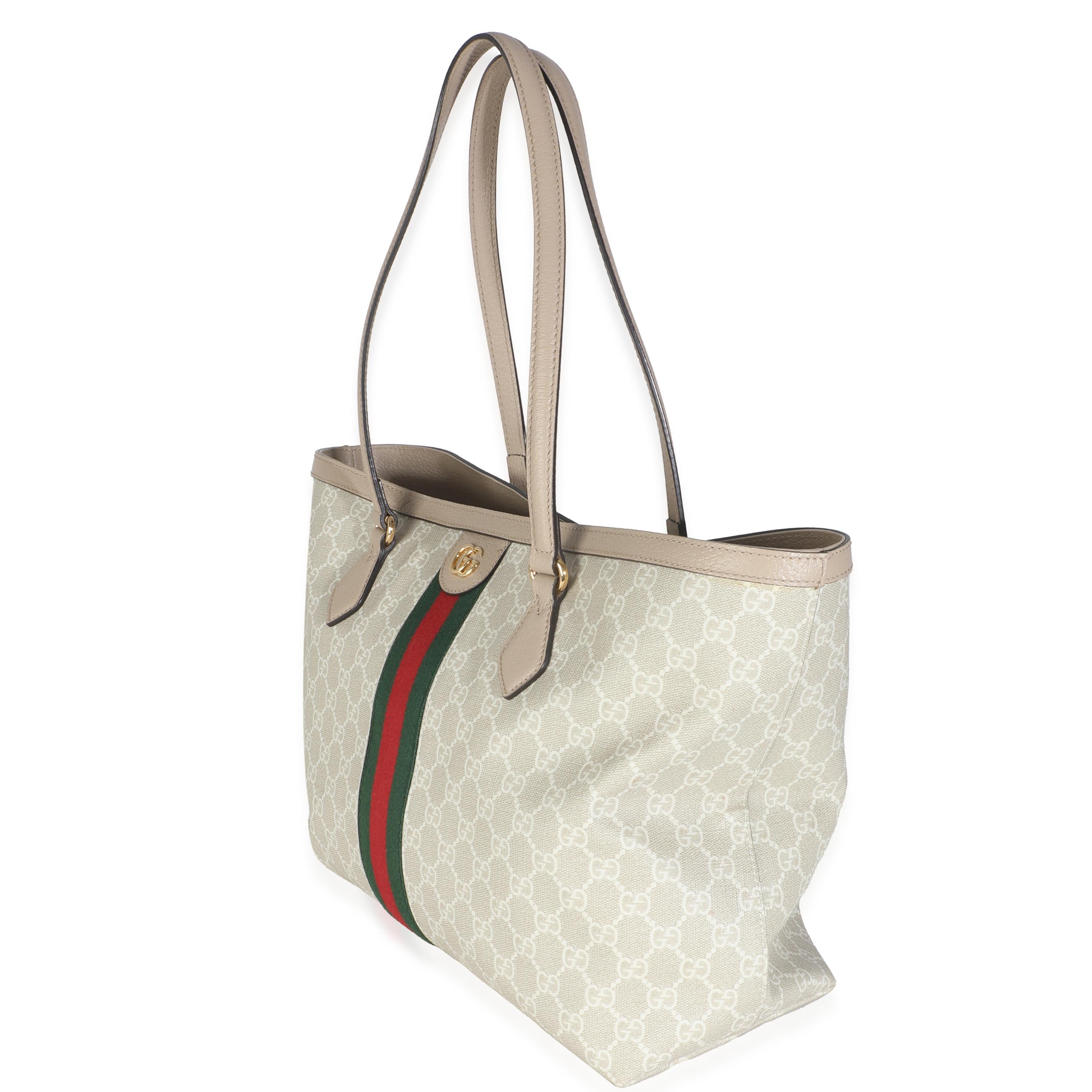 Women's or Men's Gucci White GG Supreme Canvas Medium Ophidia Tote For Sale