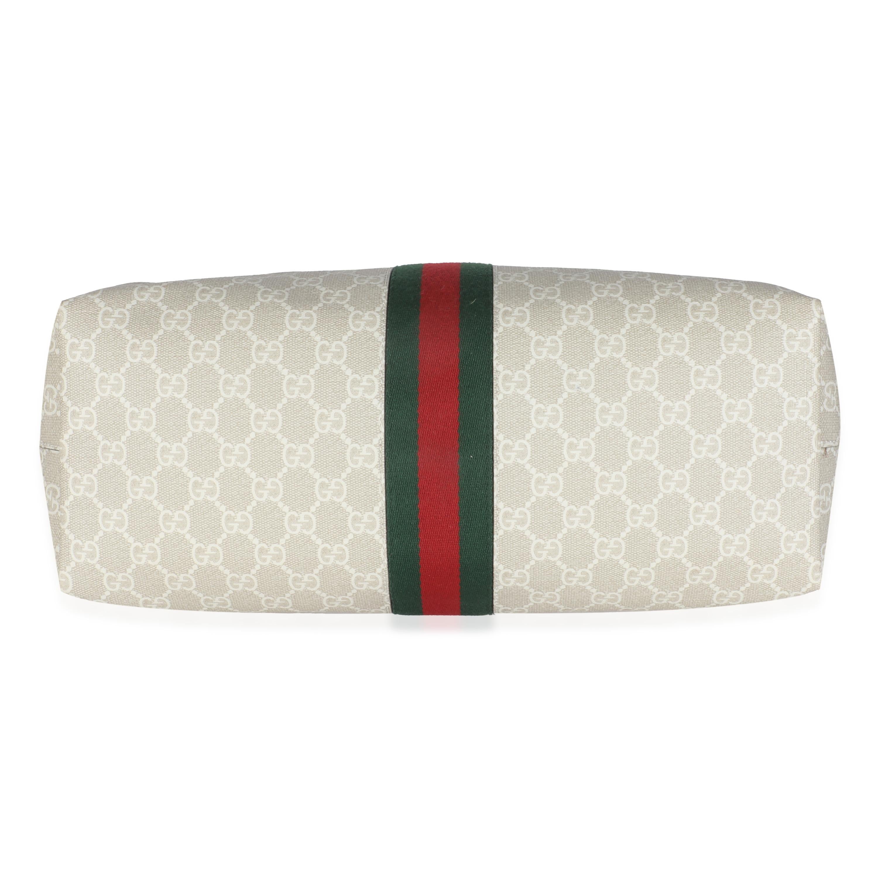 Gucci White GG Supreme Canvas Medium Ophidia Tote For Sale 1