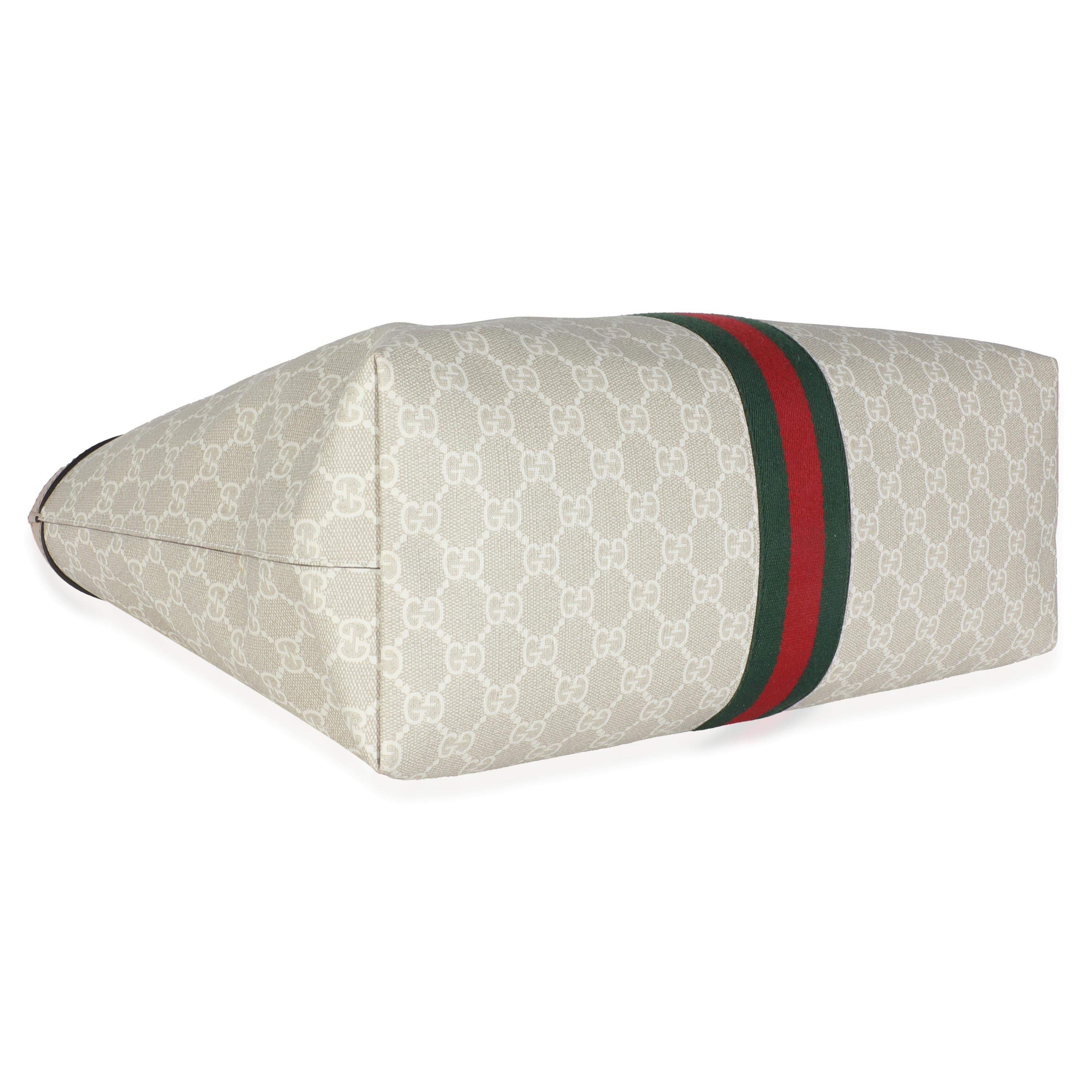 Gucci White GG Supreme Canvas Medium Ophidia Tote For Sale 2