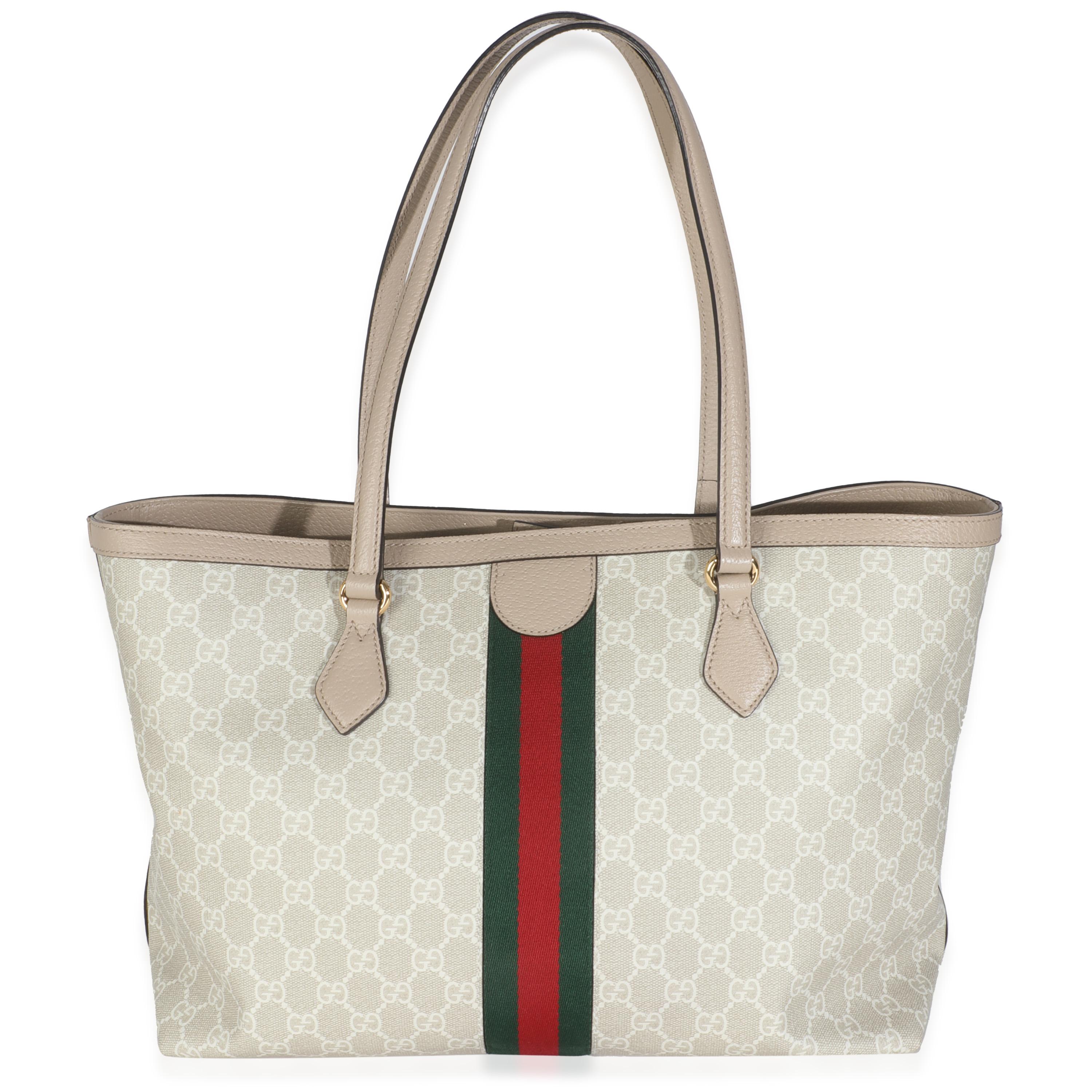 Gucci White GG Supreme Canvas Medium Ophidia Tote For Sale 4