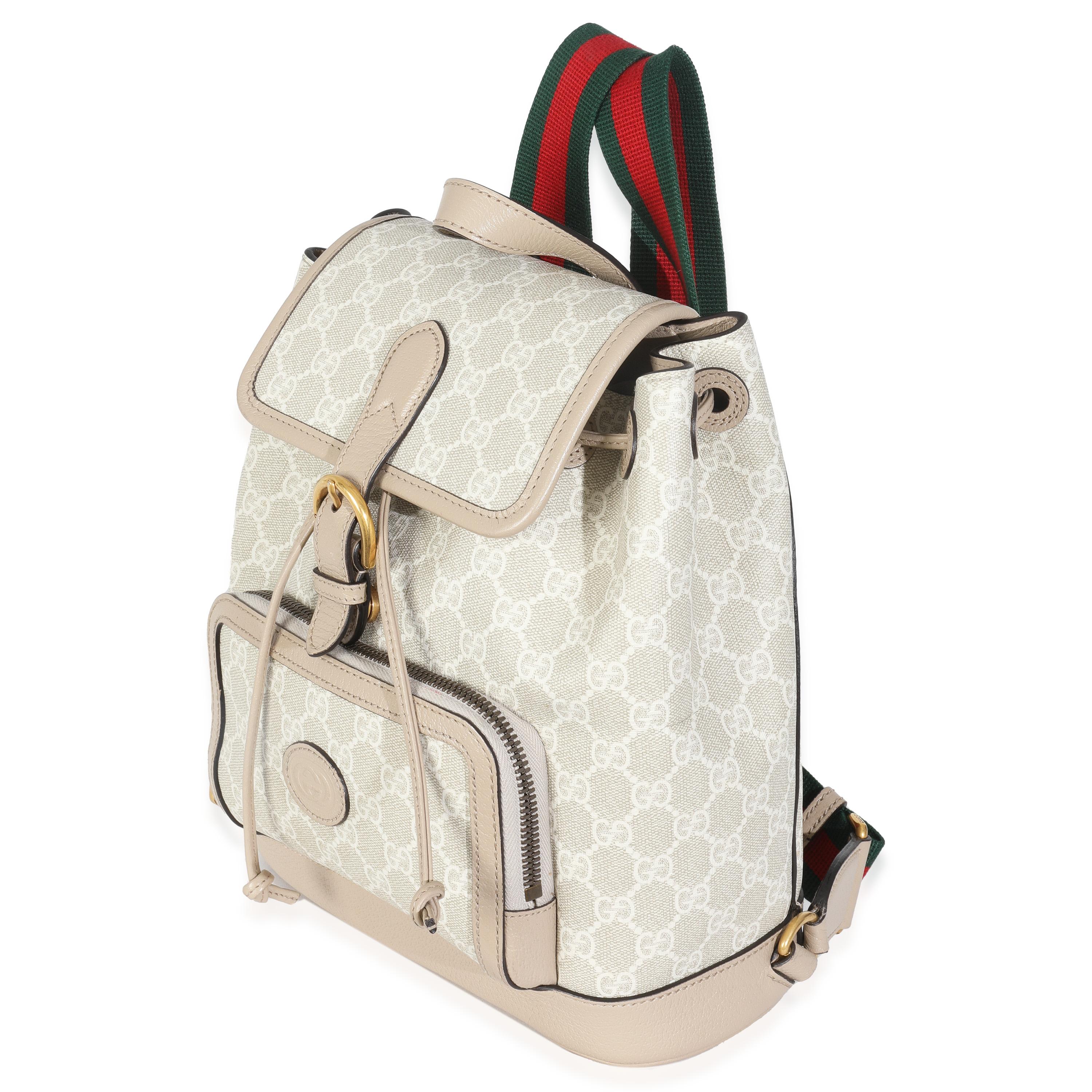 Gucci White GG Supreme Monogram Azalea Calfskin Retro Interlocking G Buckle Back État moyen - En vente à New York, NY