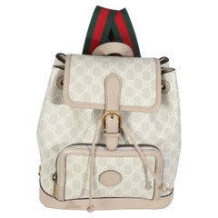 Gucci White GG Supreme Monogram Azalea Calfskin Retro Interlocking G Buckle Back
