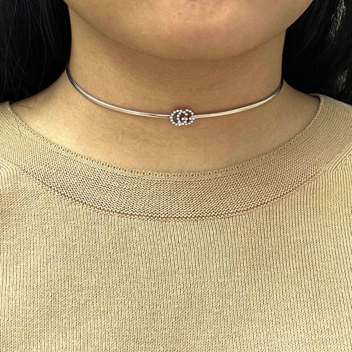 Contemporary Gucci White Gold Choker Necklace For Sale