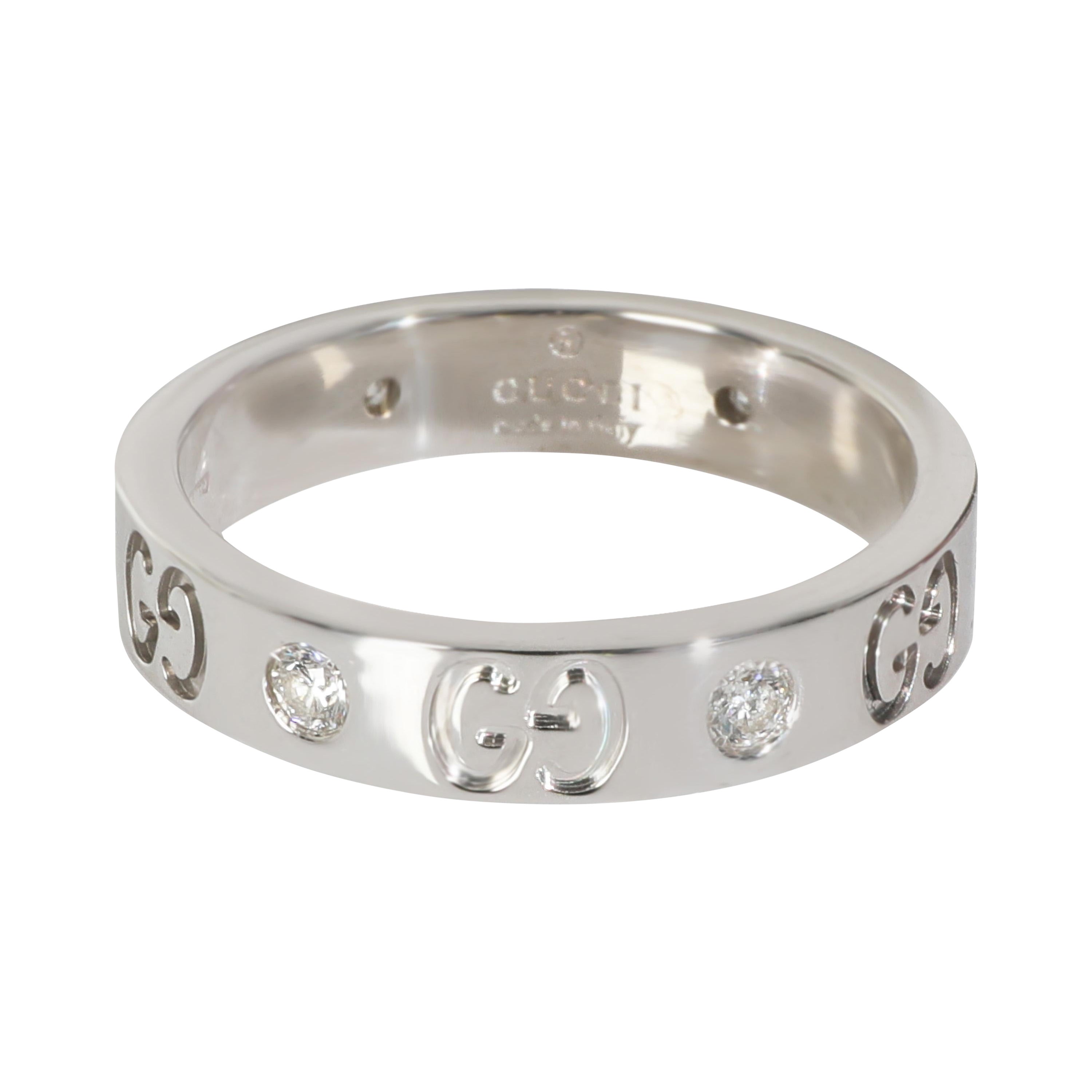 Gucci White Gold Diamond Icon Ring For Sale