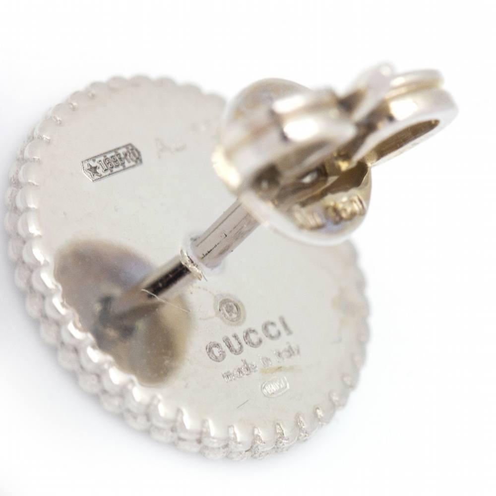 Women's GUCCI White Gold Earrings with Enamel For Sale