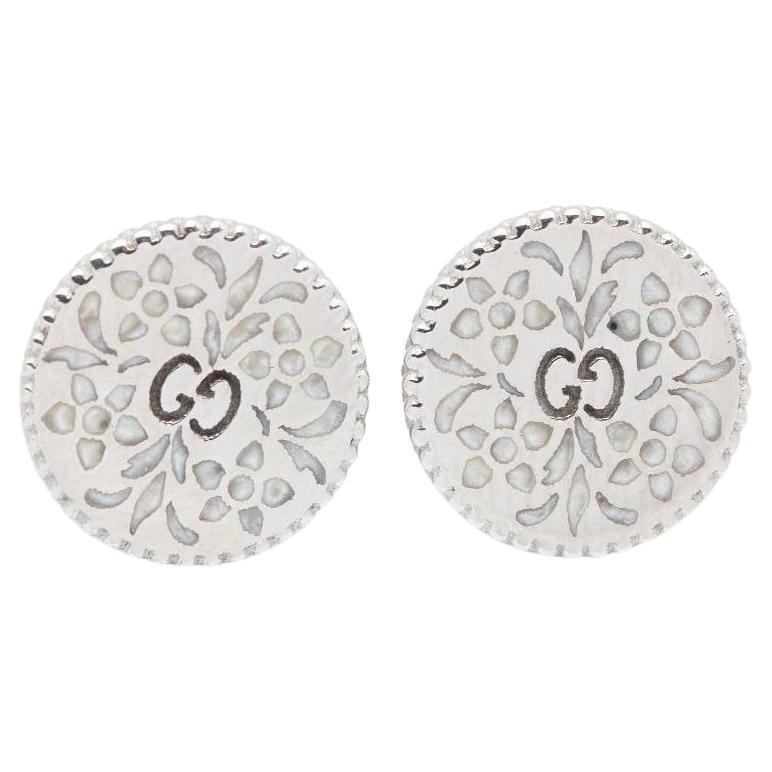 GUCCI White Gold Earrings with Enamel For Sale