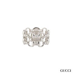 Anello con diamante Horsebit in oro bianco Gucci 0,50ct