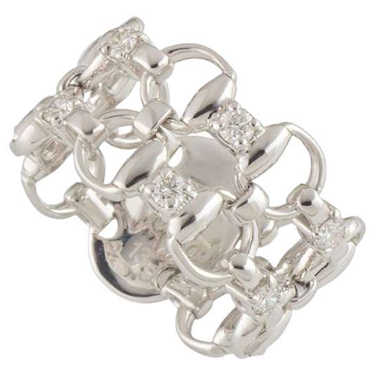 Gucci White Gold Horsebit Diamond Ring 0.50ct For Sale