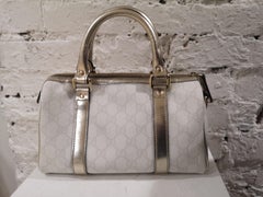 Gucci white gold leather hardware speedy case bag