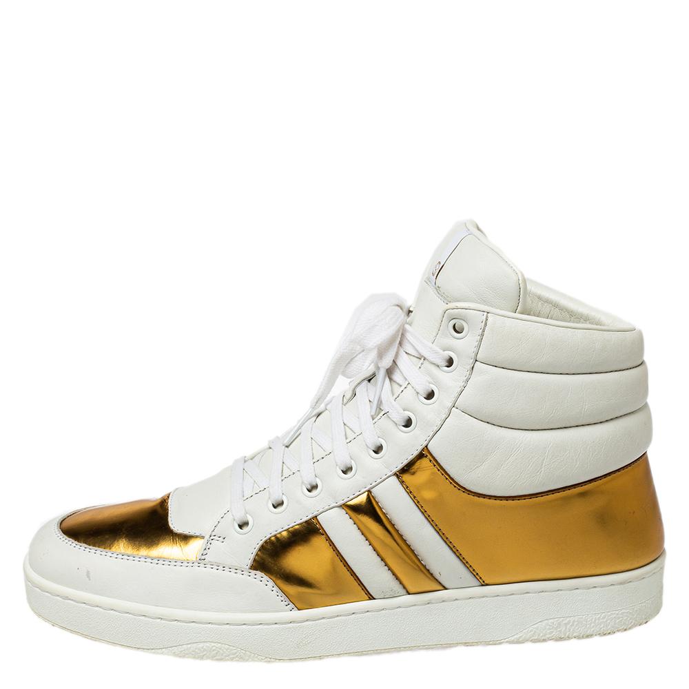 white and gold gucci sneakers