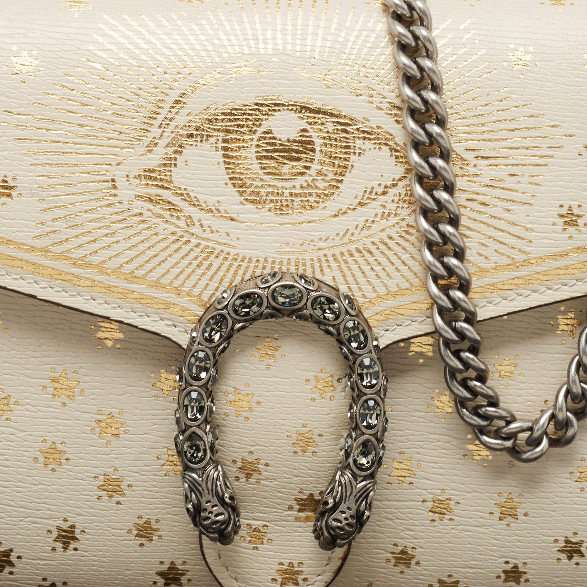 Gucci White/Gold Leather Mini Dionysus Evil Eye Shoulder Bag 8