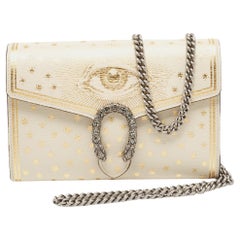 Gucci White/Gold Leather Mini Dionysus Evil Eye Shoulder Bag