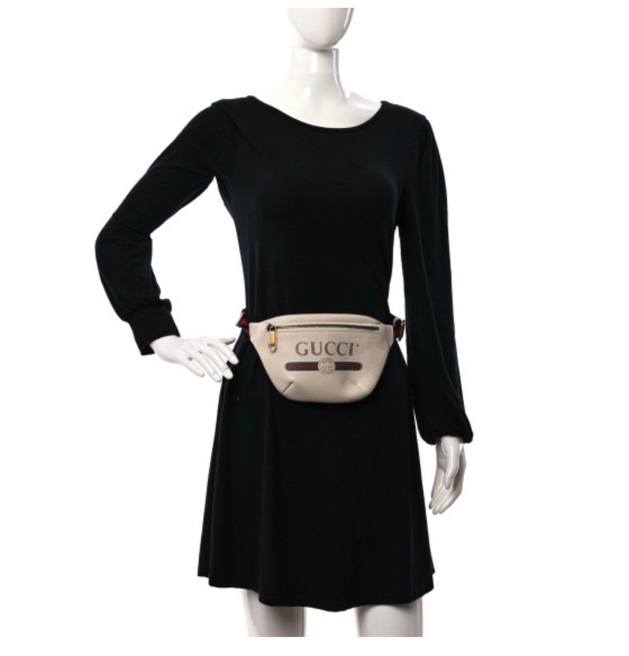 Gucci White Graind Calf Skin Leather Logo crossbody bag, Logo Belt Bag 9