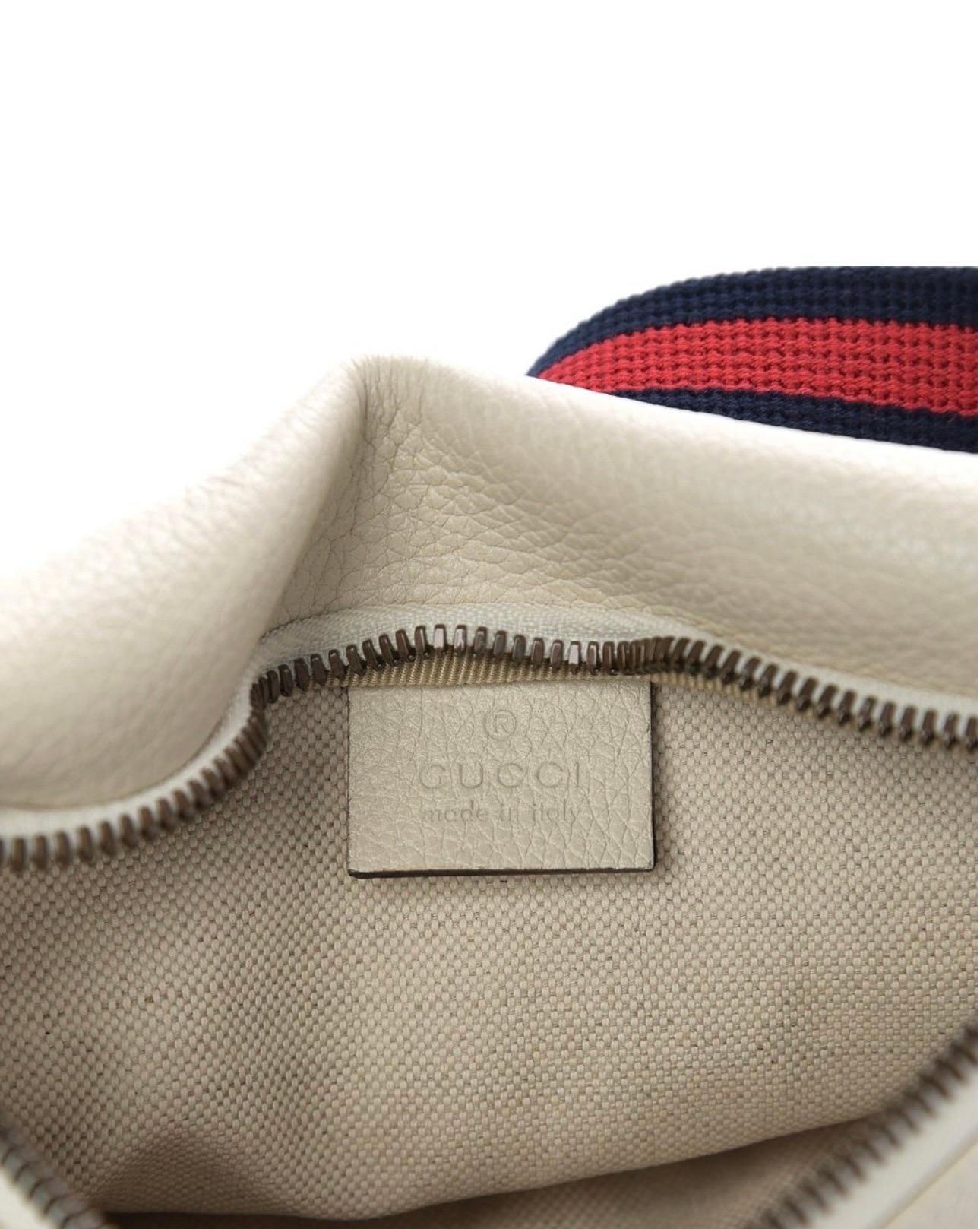 Women's Gucci White Graind Calf Skin Leather Logo crossbody bag, Logo Belt Bag