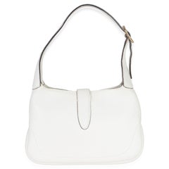 Gucci White Grained Leather Small Jackie Hobo