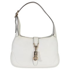 Gucci White Grained Leather Small Jackie Hobo