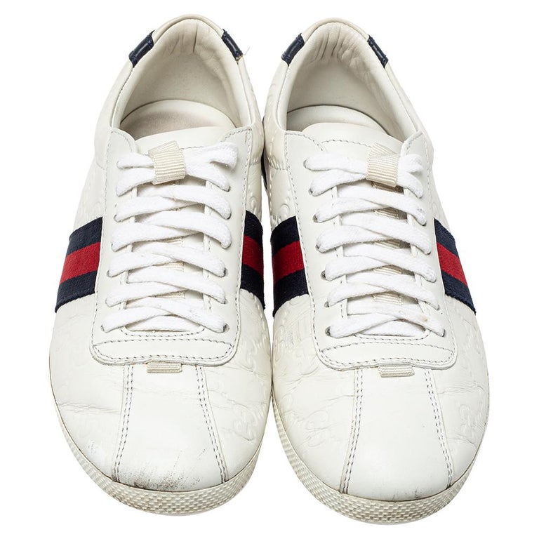 Gucci White Guccissima Leather Lace Up Sneakers Size 37.5 at 1stDibs | guccissima  sneakers, gucci shoes sale, gucci sale shoes