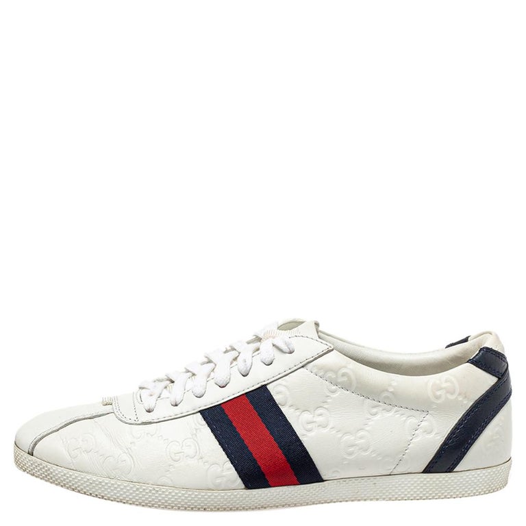 Gucci White Guccissima Leather Lace Up Sneakers Size 37.5 For Sale at  1stDibs | gucci shoes sale, guccissima sneakers white, gucci white sneakers