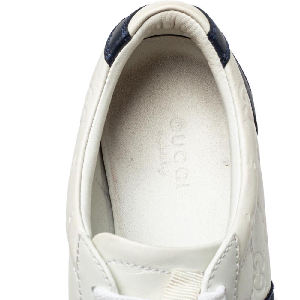 Gucci White Guccissima Leather Lace Up Sneakers Size 37.5 In Fair Condition In Dubai, Al Qouz 2