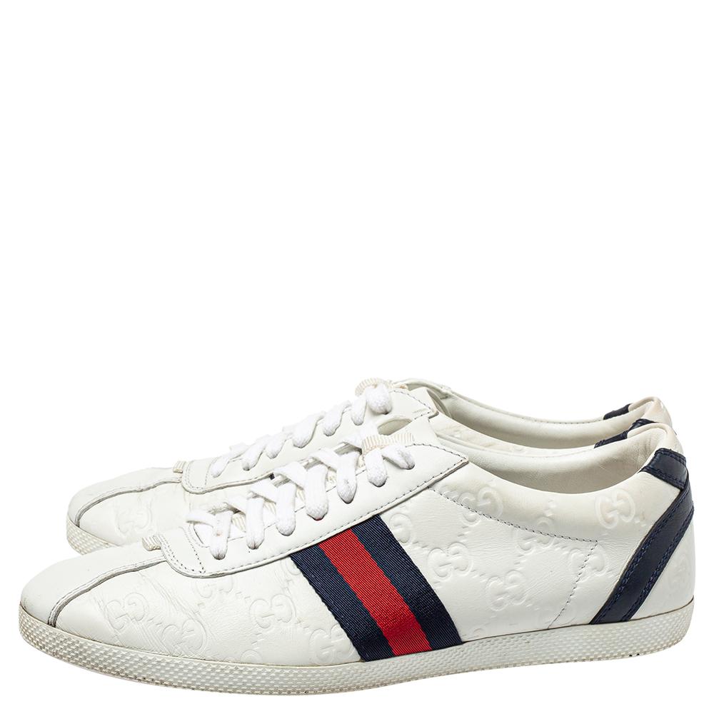 Gucci White Guccissima Leather Lace Up Sneakers Size 37.5 For Sale at  1stDibs